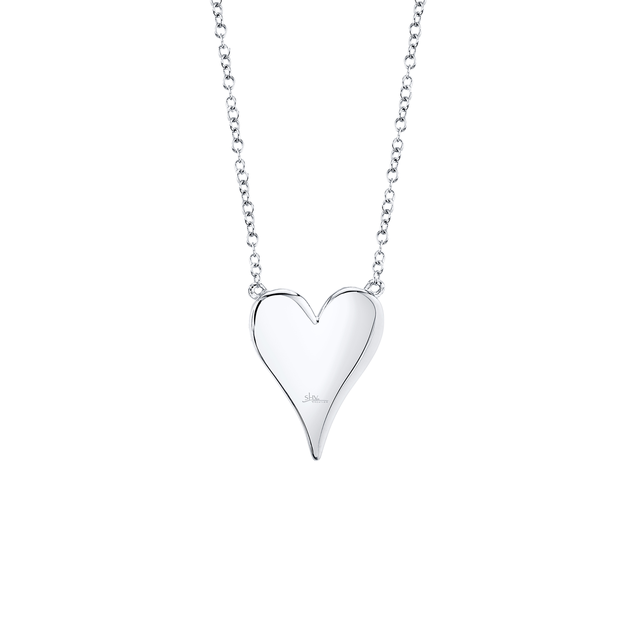 White gold heart charm necklace top